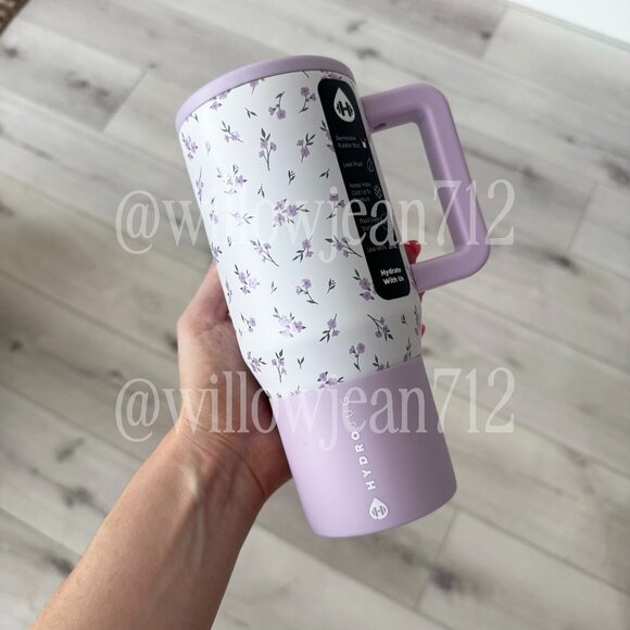 “Iris" HydroJug 20 oz Traveler Tumbler - Purple Floral - Limited Edition - Picture 1 of 5